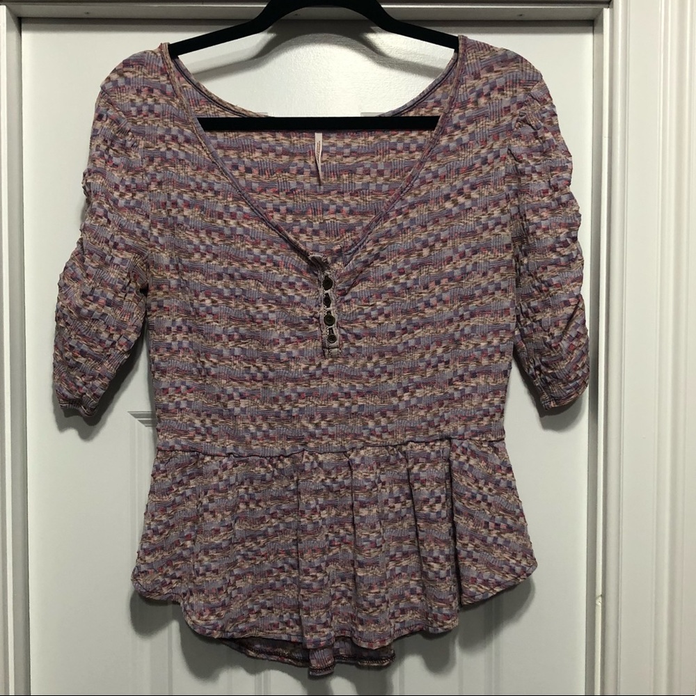 Purple & Pink Textured Peplum Top